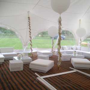 Capris marquee chill out area Alcott Weddings