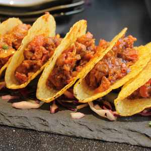 Pork tacos served on slates wedding & events catering