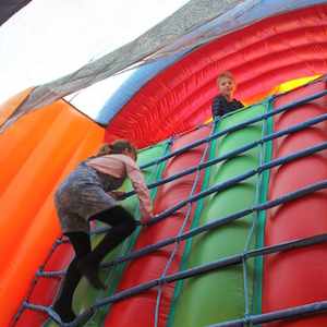 Wedge-Slide-Cargo-Net-Climb Outdoor venue games for corporate family fun days